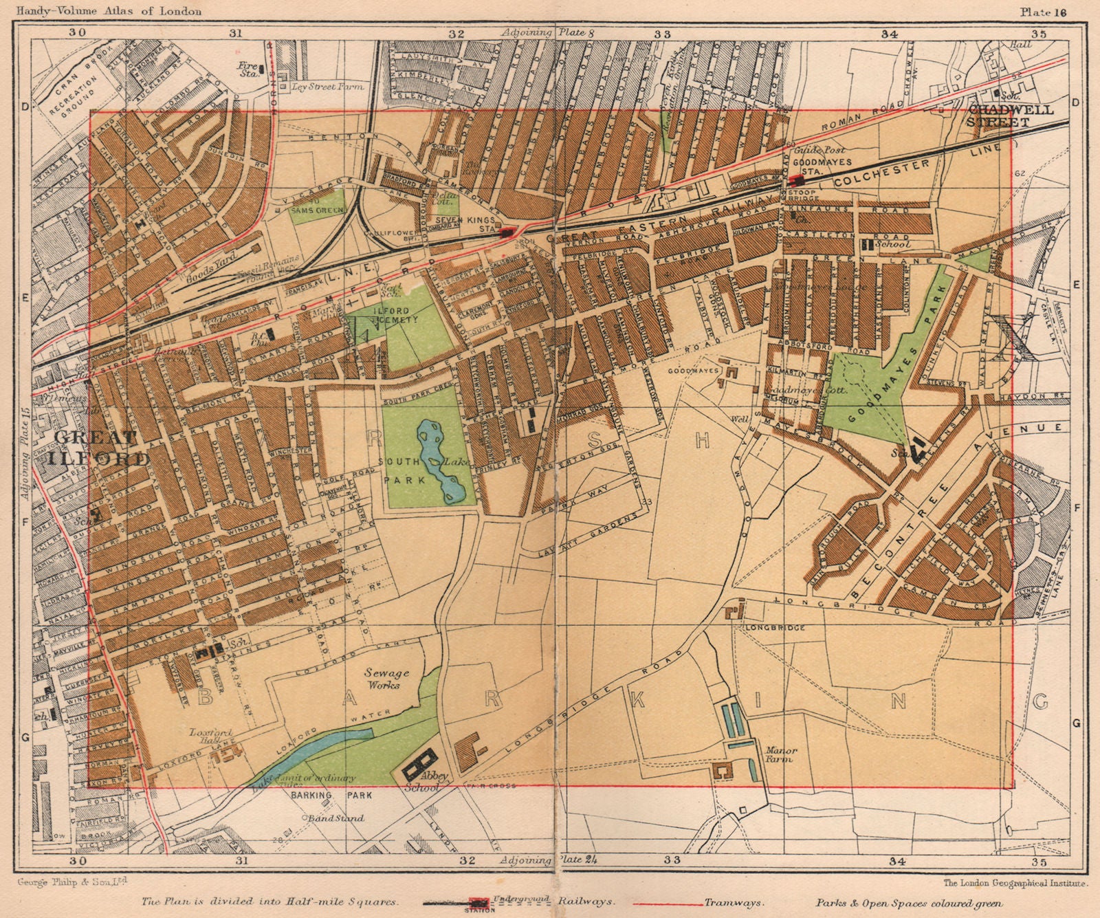 NE LONDON. Ilford Goodmayes Seven Kings Loxford Becontree Fair Cross 1932 map
